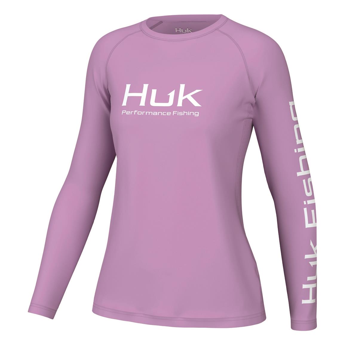 Huk Women's Vented Pursuit Long Sleeve Tee, Sheer Lilac