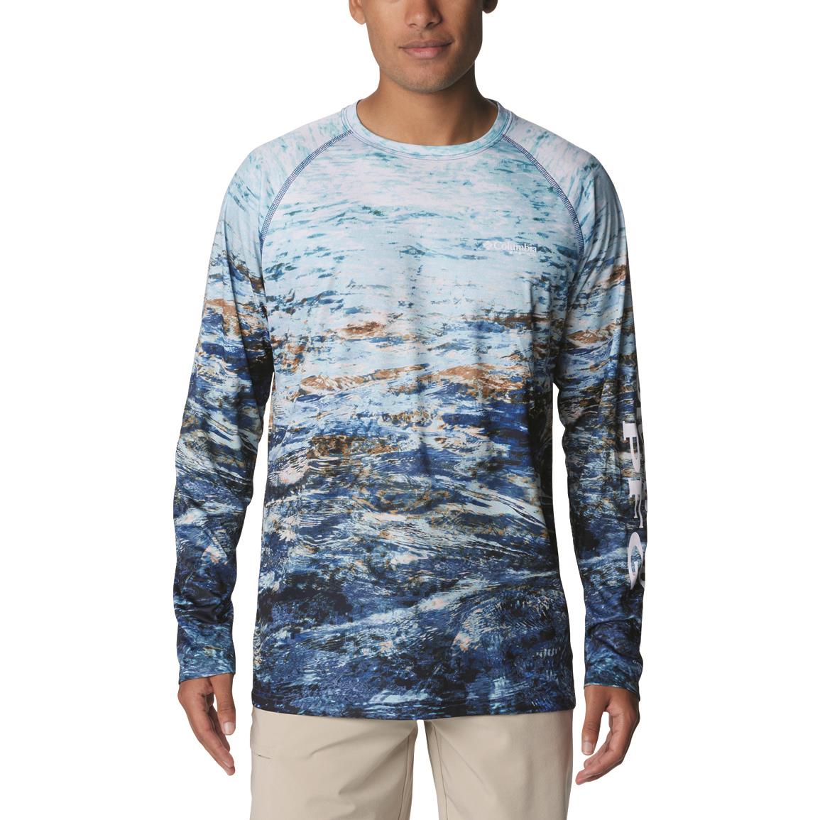 Columbia Men's PFG Super Terminal Tackle Long Sleeve Shirt, Carbon/deepsea Fade