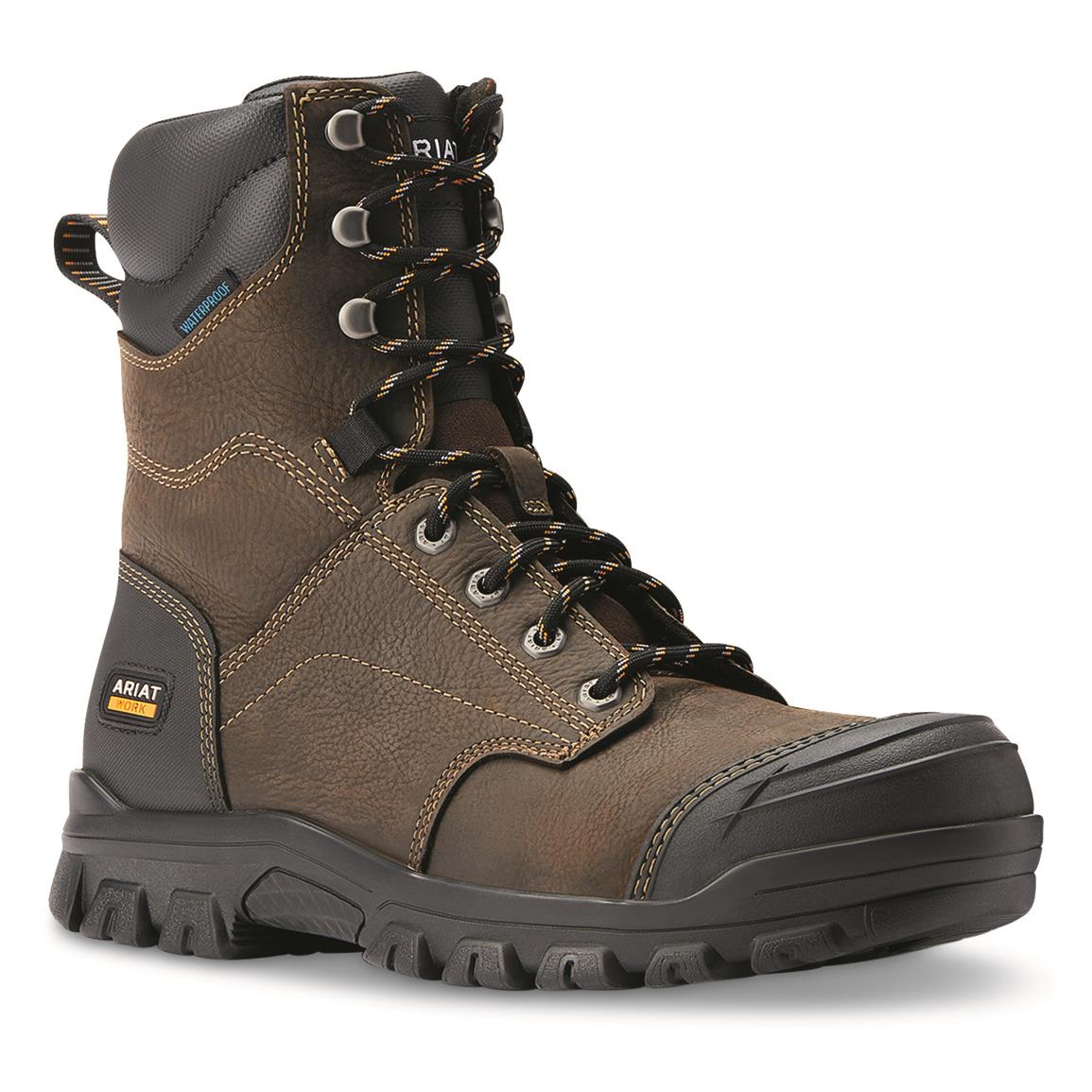 Ariat Men's Treadfast 8" Waterproof Work Boots, Dark Brown