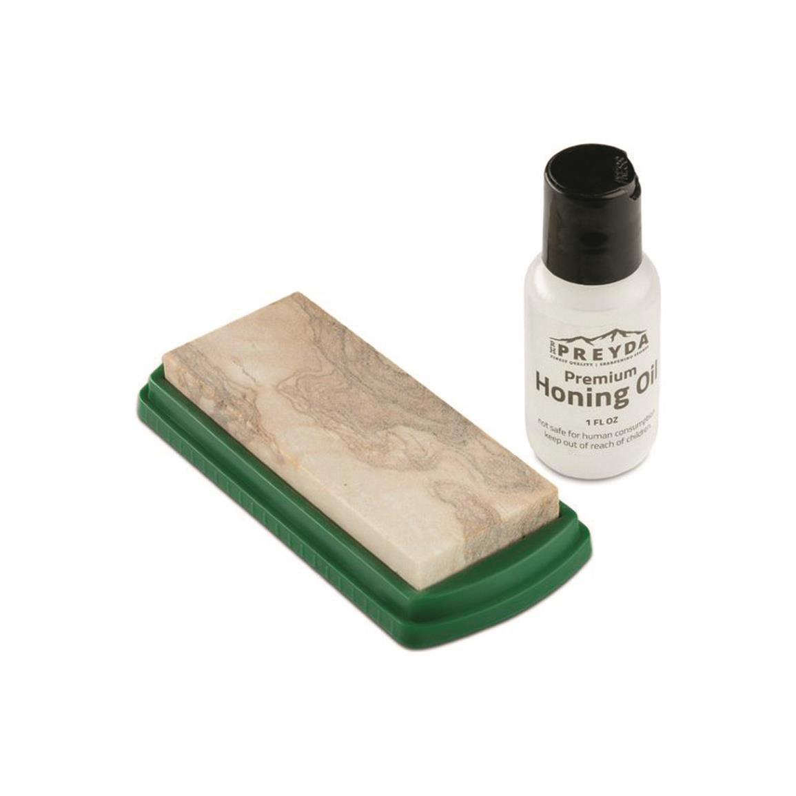 RH Preyda 30998 Hard Arkansas Pocket Stone with Honing Oil and Non-Slip Base