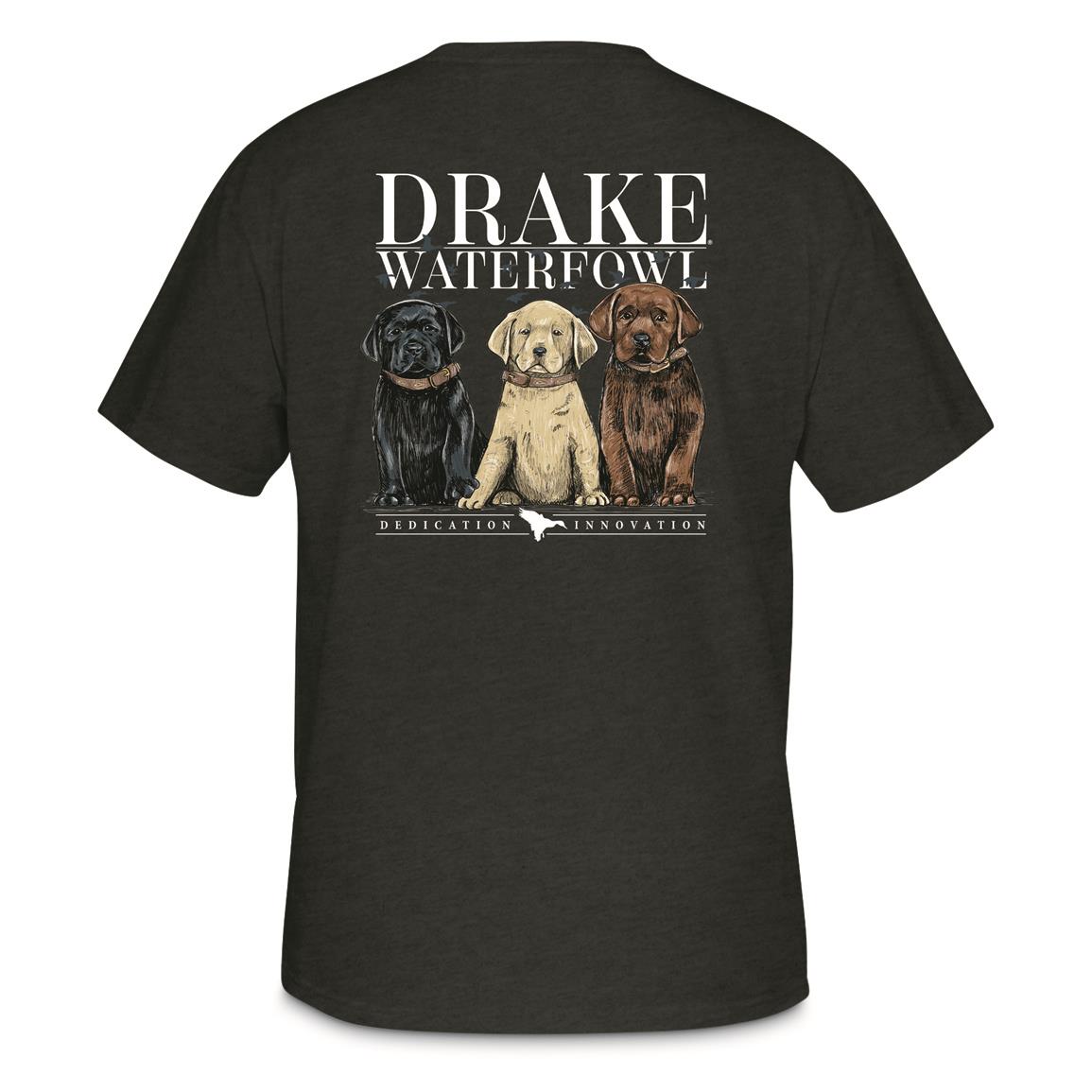 Drake Men's Lab Puppies Short Sleeve Tee, Charcoal Heather