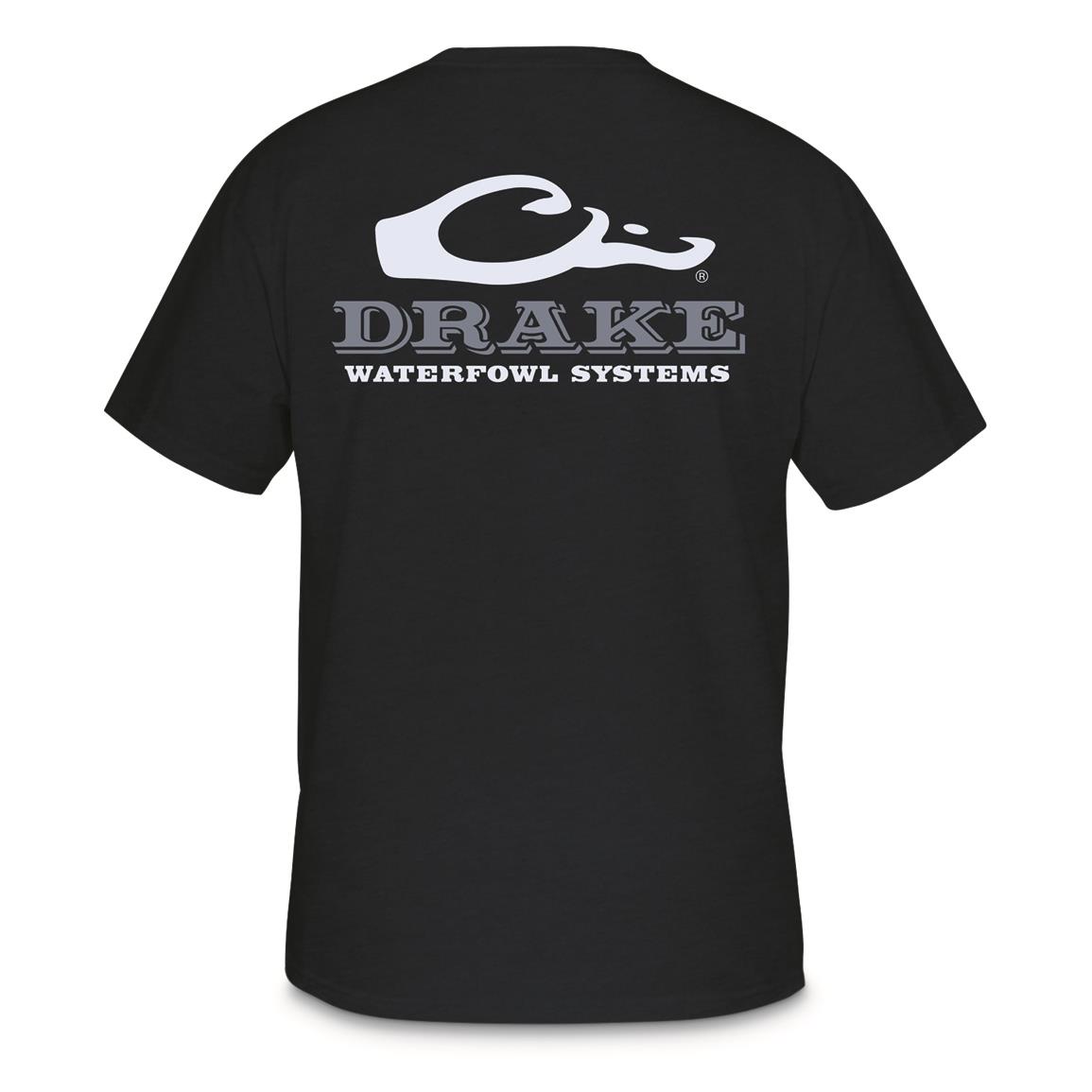 Drake Men's Waterfowl Logo Short Sleeve Tee, Vintage Indigo Black Heather
