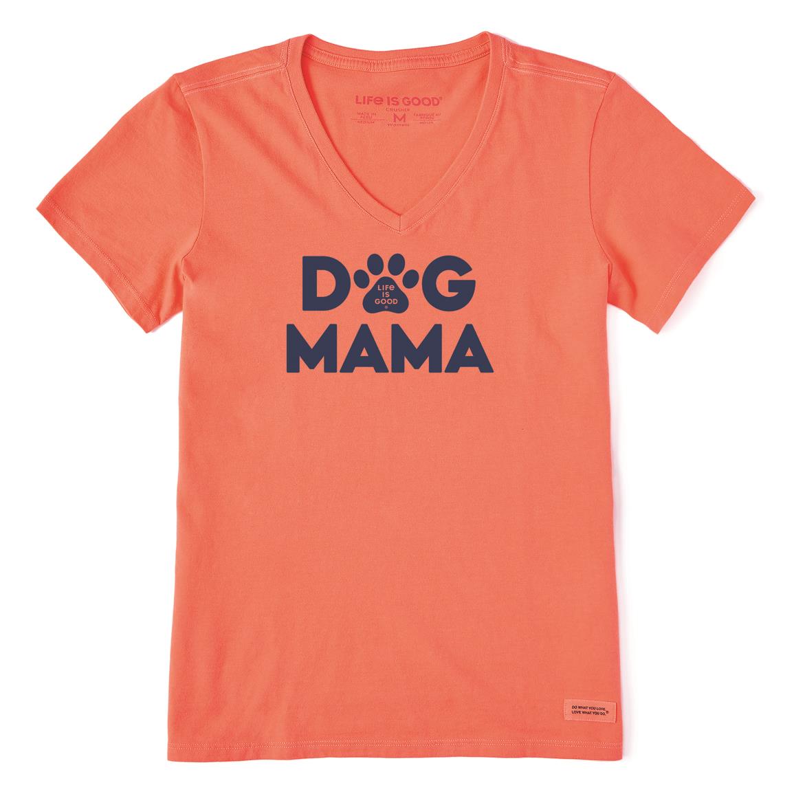 Life is Good Women's Dog Mama Crusher Lite Short Sleeve, Mango Orange