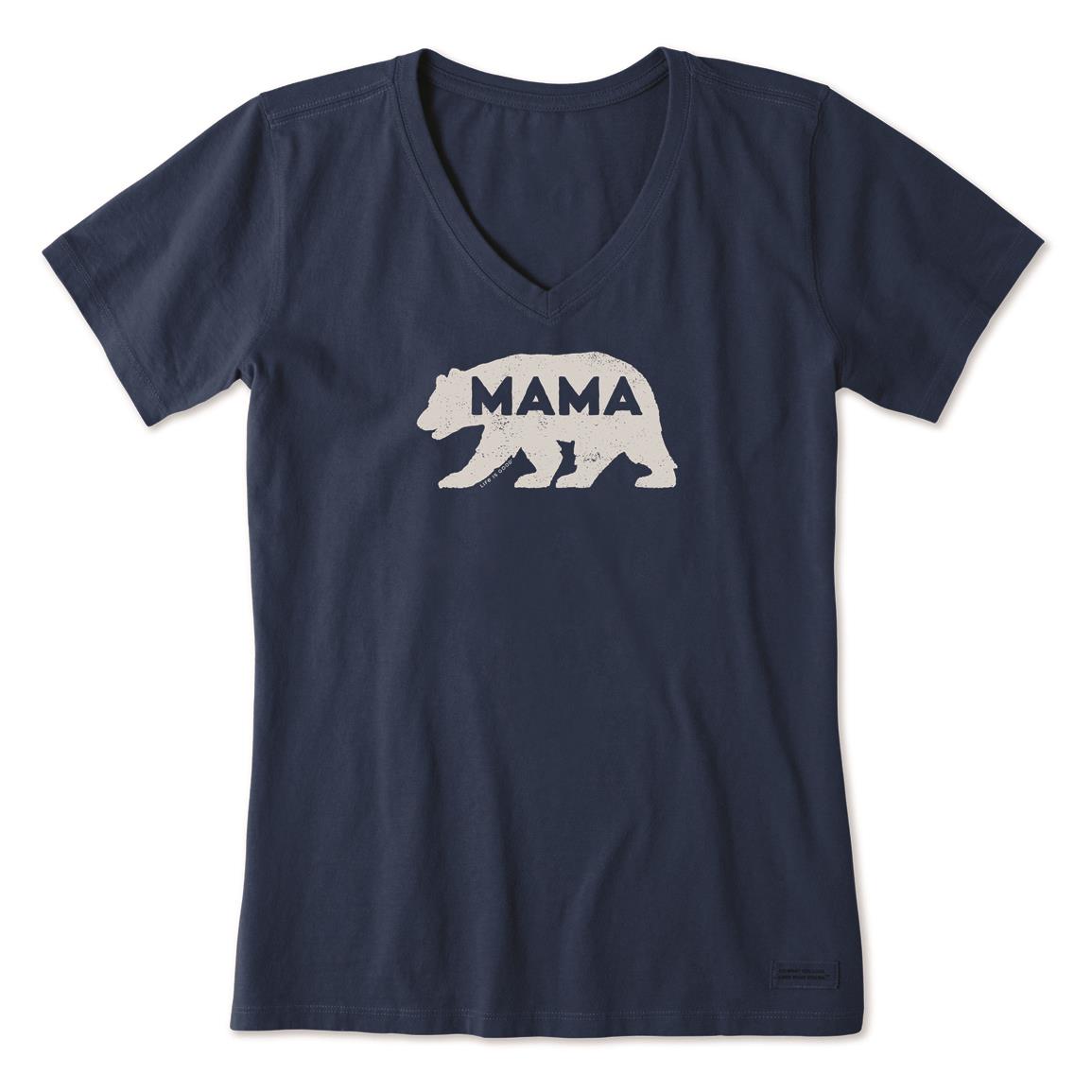 Life is Good Women's Mama Bear Crusher Short Sleeve, Darkest Blue