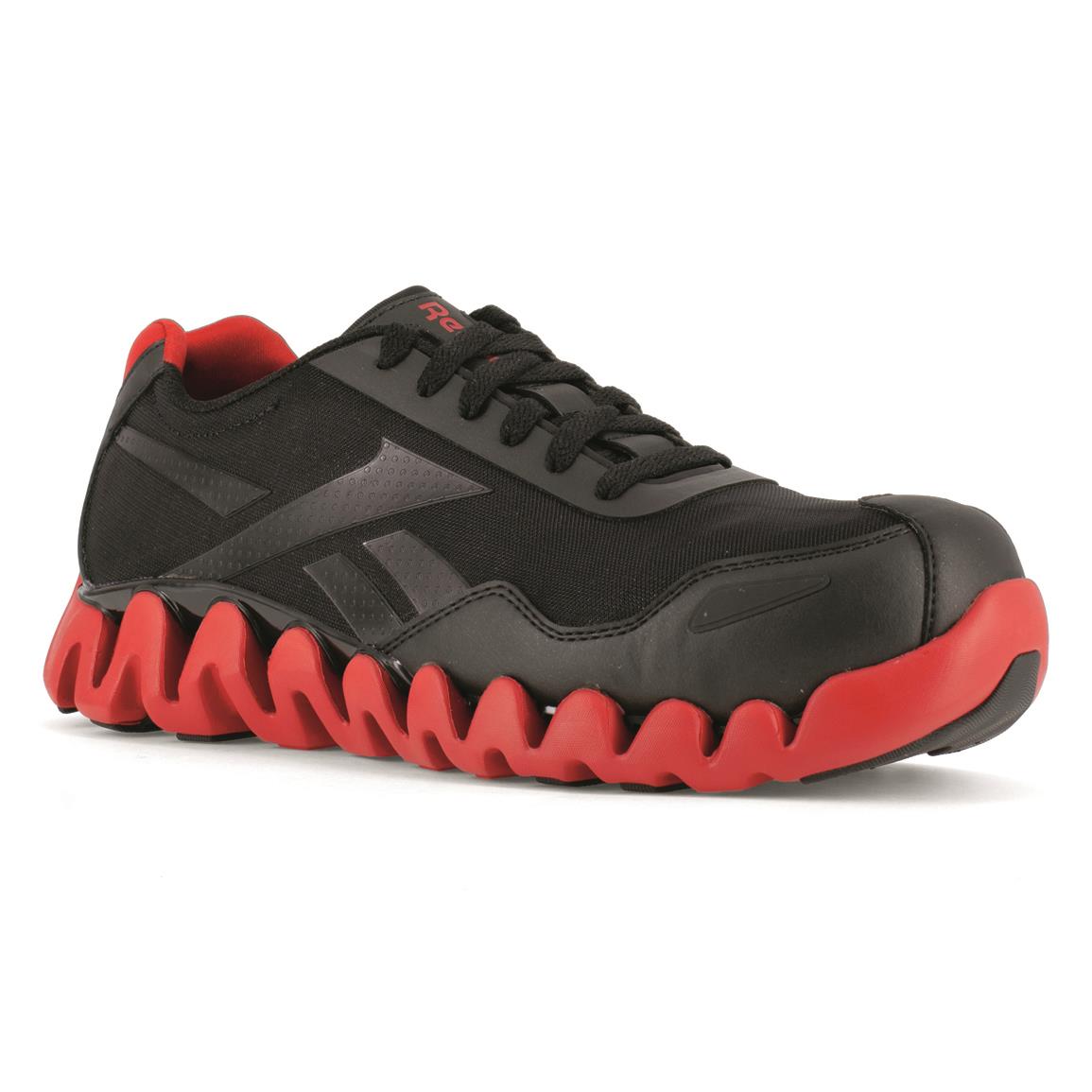 Reebok Men's Zig Pulse Comp Toe Athletic Work Shoes, Black/Red