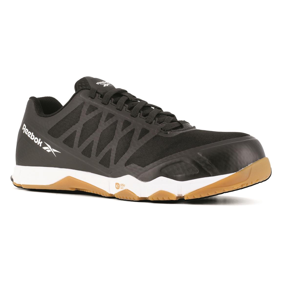 Reebok Men's Speed Training Comp Toe Athletic Work Shoes, Black/gum