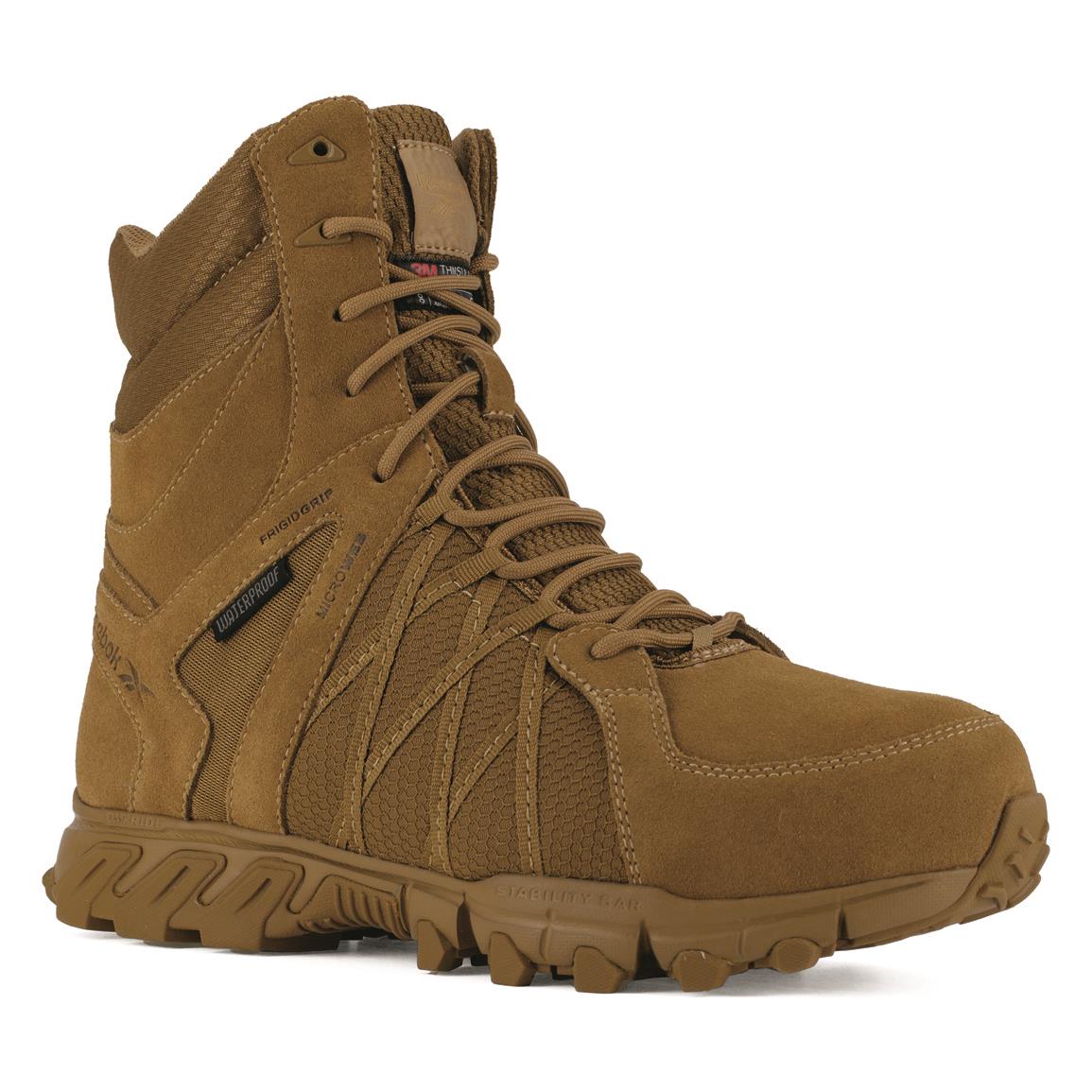 Reebok Men's Trailgrip 8" Side-zip Waterproof Insulated Comp Toe Tactical Boots, Coyote
