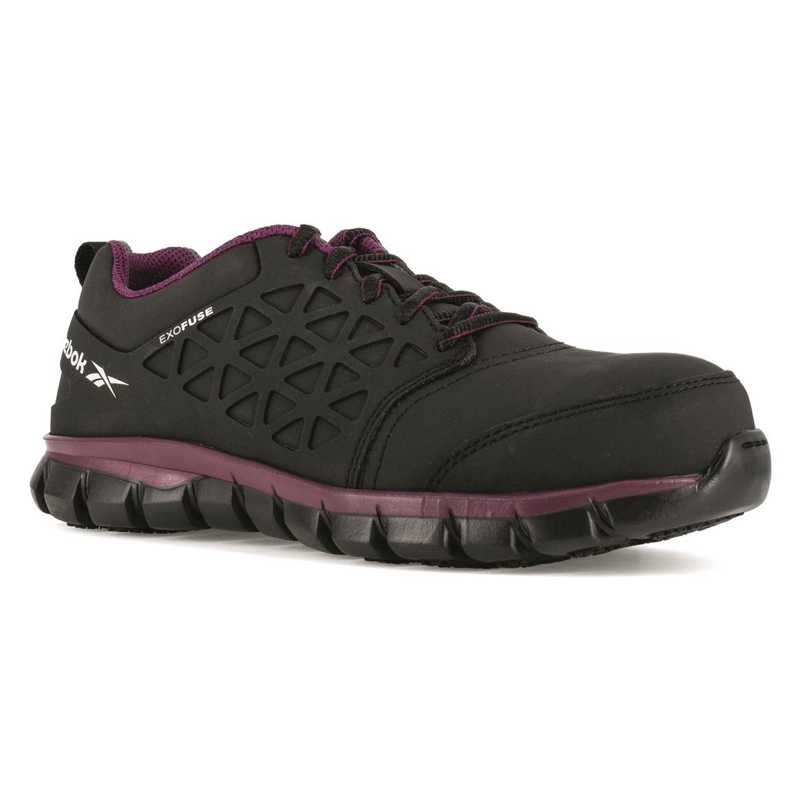 Reebok Women's Sublite Comp Toe Athletic Work Shoes, Black/plum