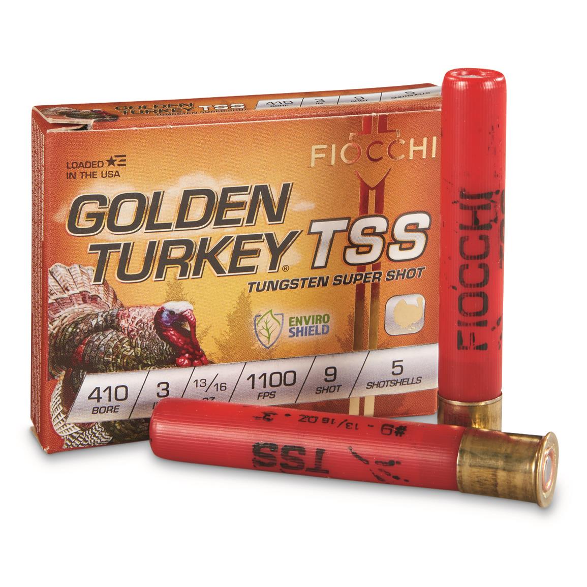 Fiocchi Golden Turkey Tungsten Super Shot, .410 Bore, 3", 13/16 oz., 5 Rounds