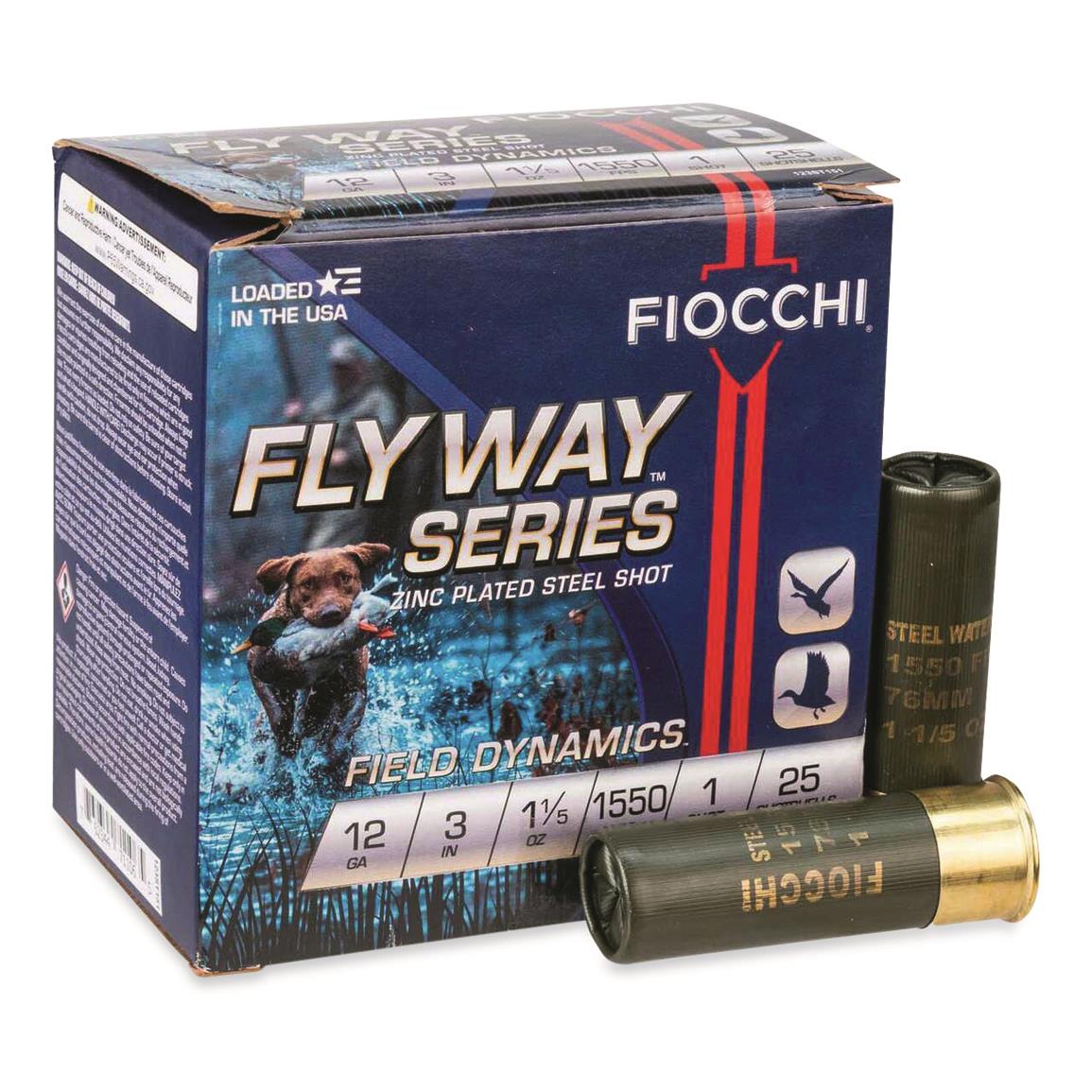Fiocchi Flyway Plated Steel, 12 Gauge, 3", 1 1/5 oz., 25 Rounds
