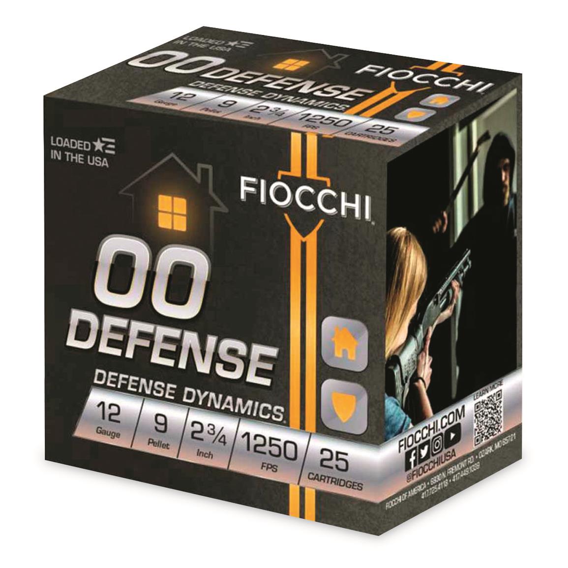 Fiocchi Defense Dynamics, 12 Gauge, 2 3/4", 00 Buckshot, 25 Rounds
