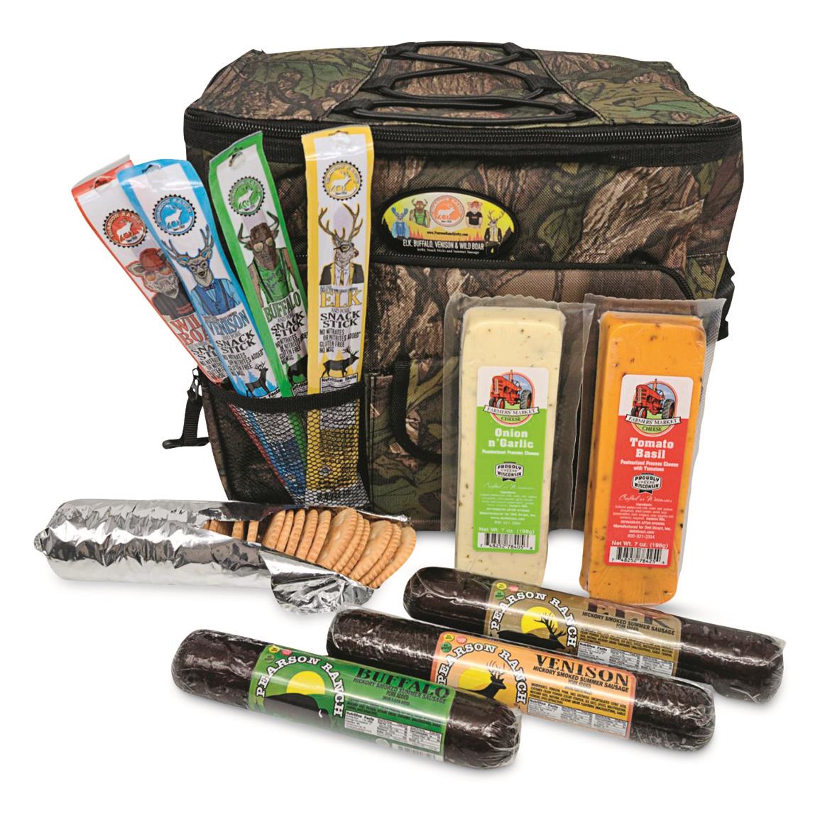 Pearson Ranch 24-Can Camo Cooler Sausage and Cheese Gift Set