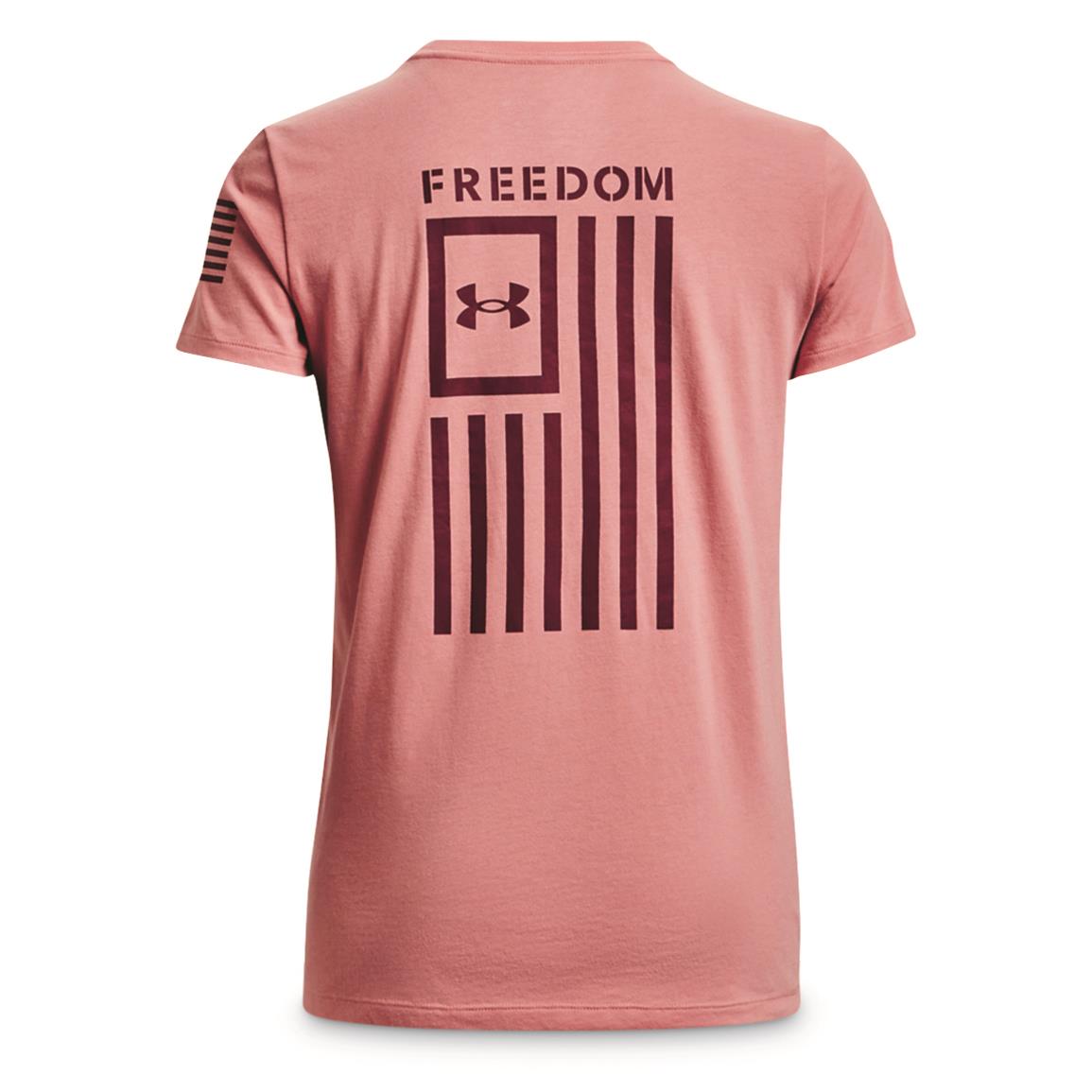 Under Armour Women's Freedom Flag T-Shirt, Pink Clay/league Red