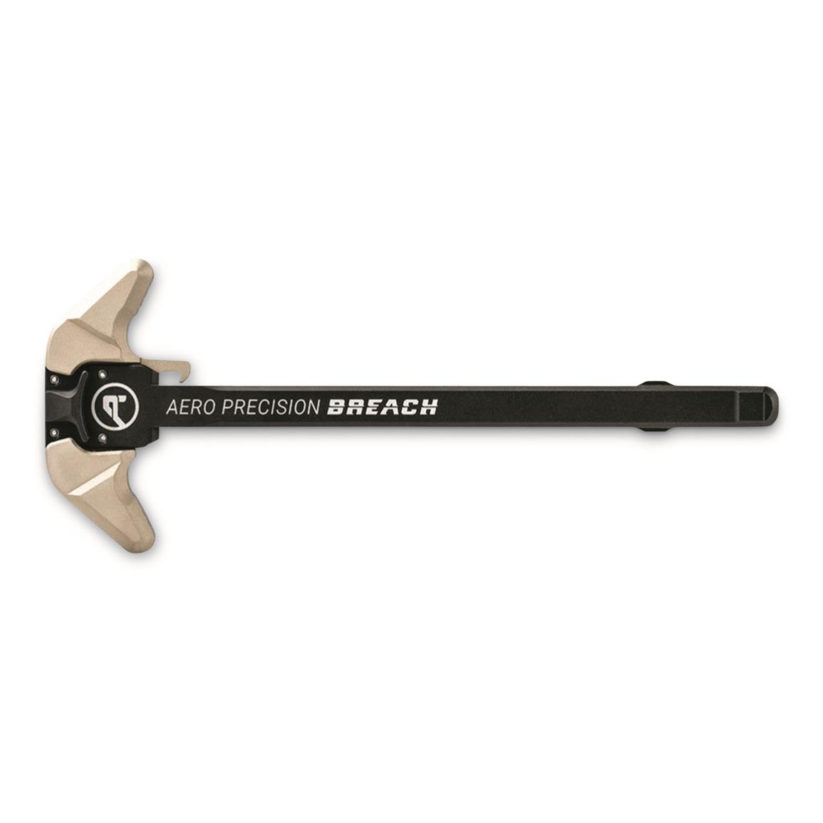 Aero Precision AR-15 Breach Ambidextrous Charging Handle with Large Lever, Black/Tan