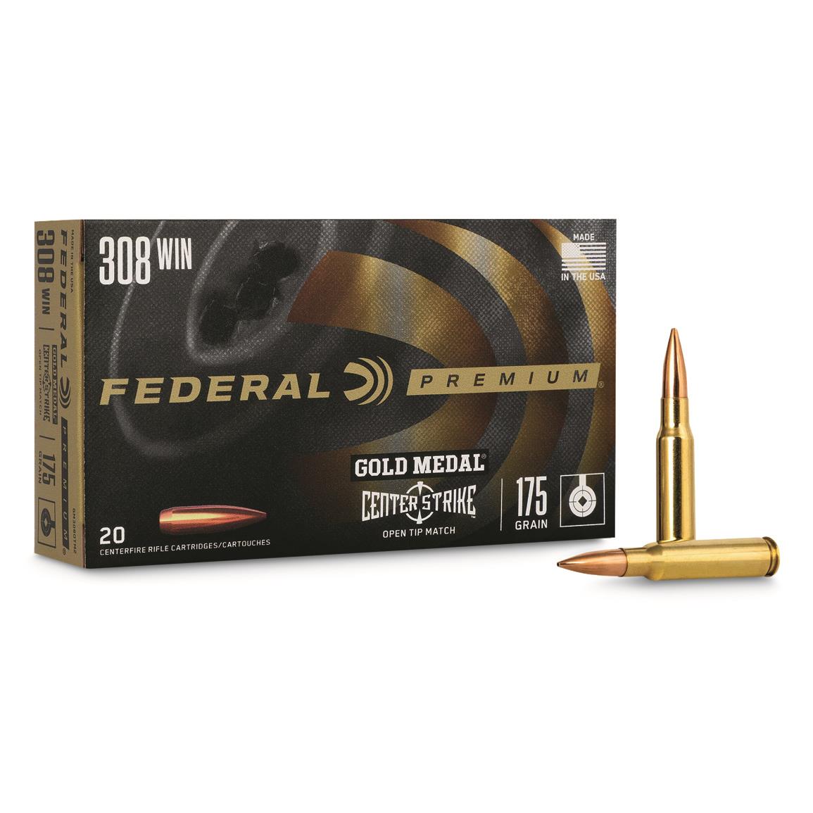 Federal Premium Gold Medal CenterStrike, .308 Winchester, OTM, 175 Grain, 20 Rounds