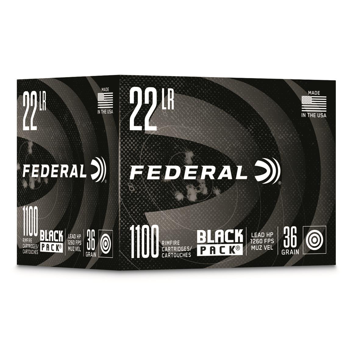 Federal Black Pack, .22LR, CPHP, 36 Grain, 1,100 Rounds