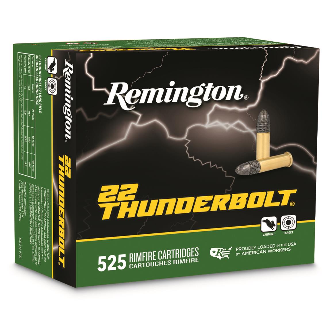 Remington 22 Thunderbolt, .22LR, LRN, 40 Grain, 525 Rounds