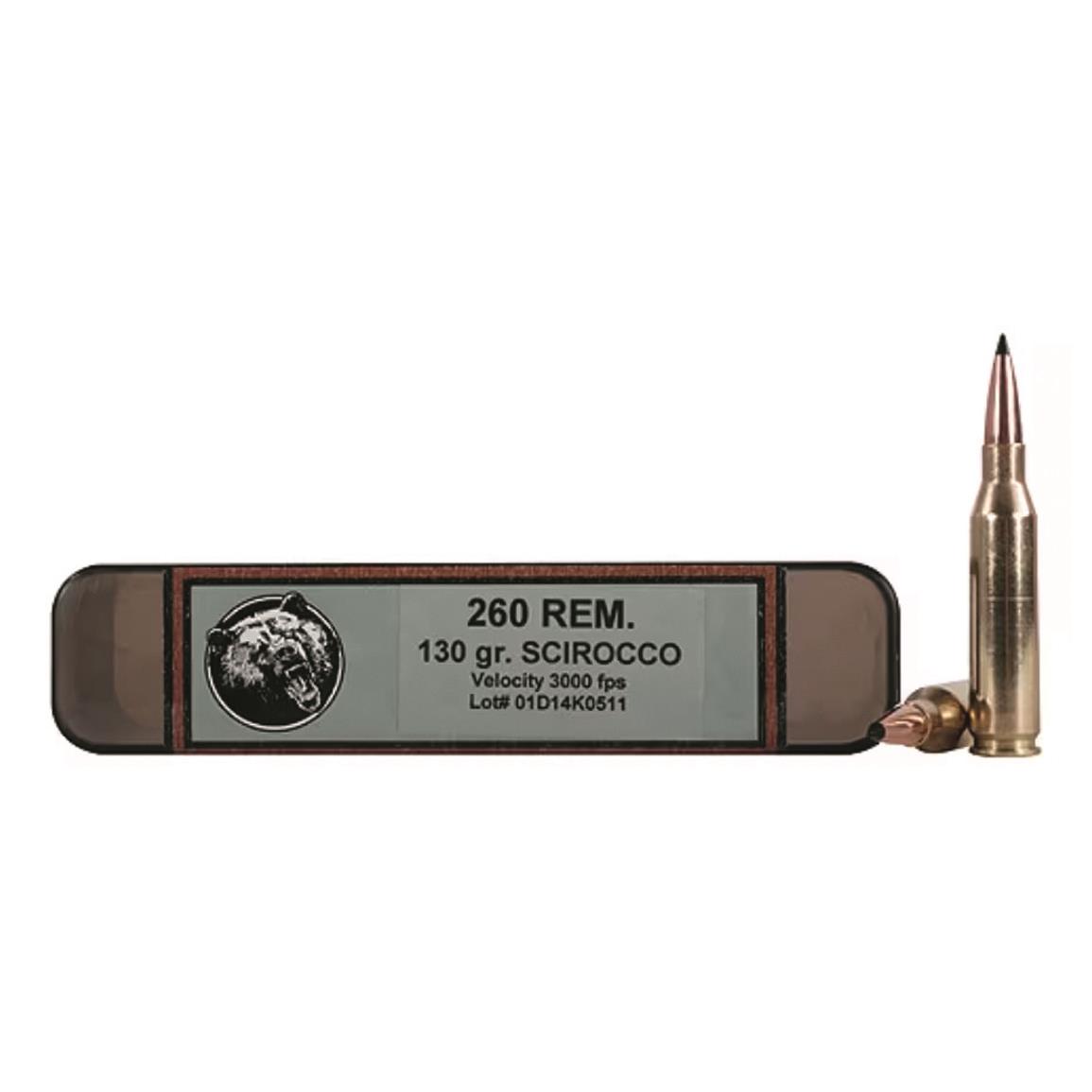 Grizzly Cartridge Co., .260 Rem., Swift Scirocco Polymer-Tip BT, 130 Grain, 20 Rounds