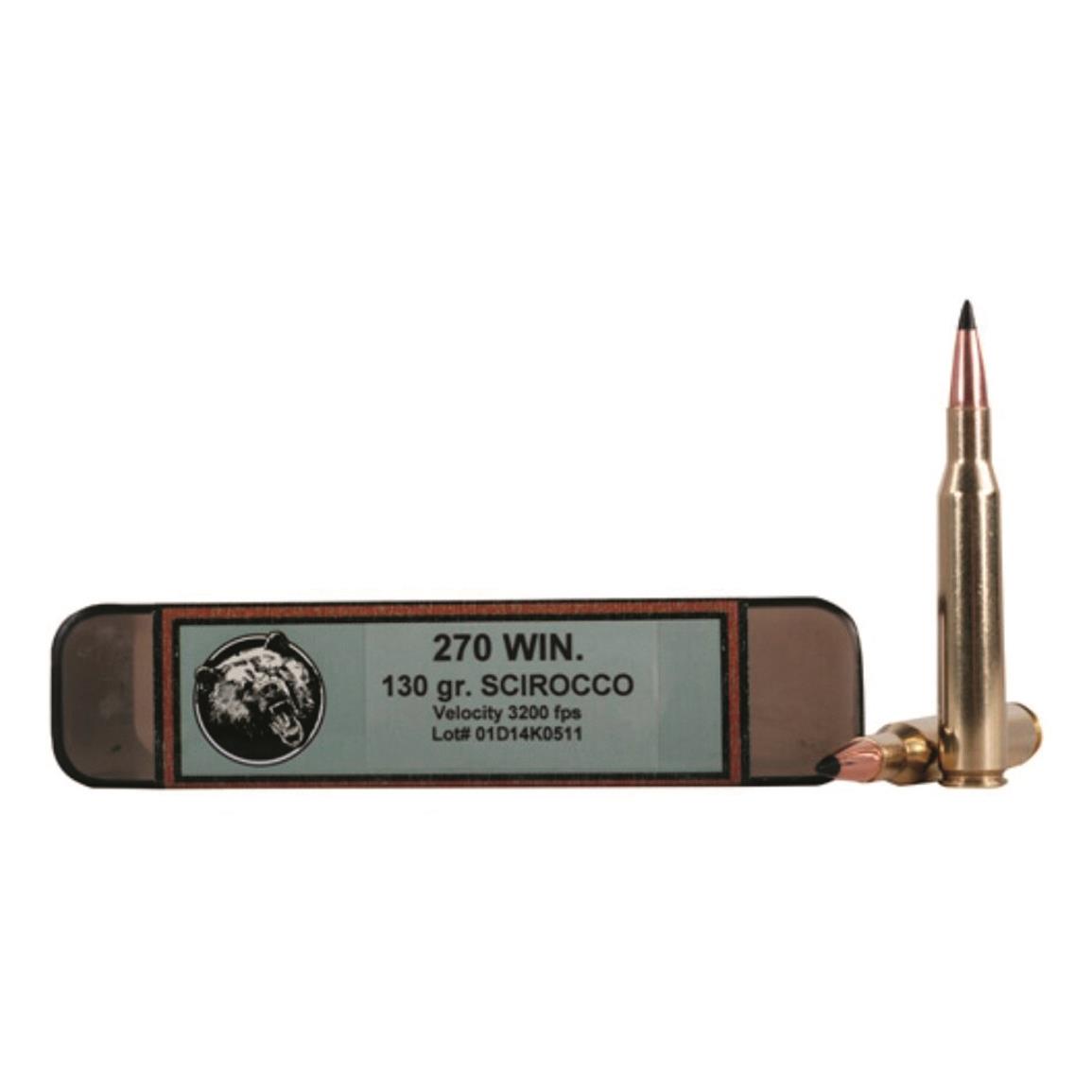 Grizzly Cartridge Co., .270 Win., Swift Scirocco Polymer-Tip BT, 130 Grain, 20 Rounds