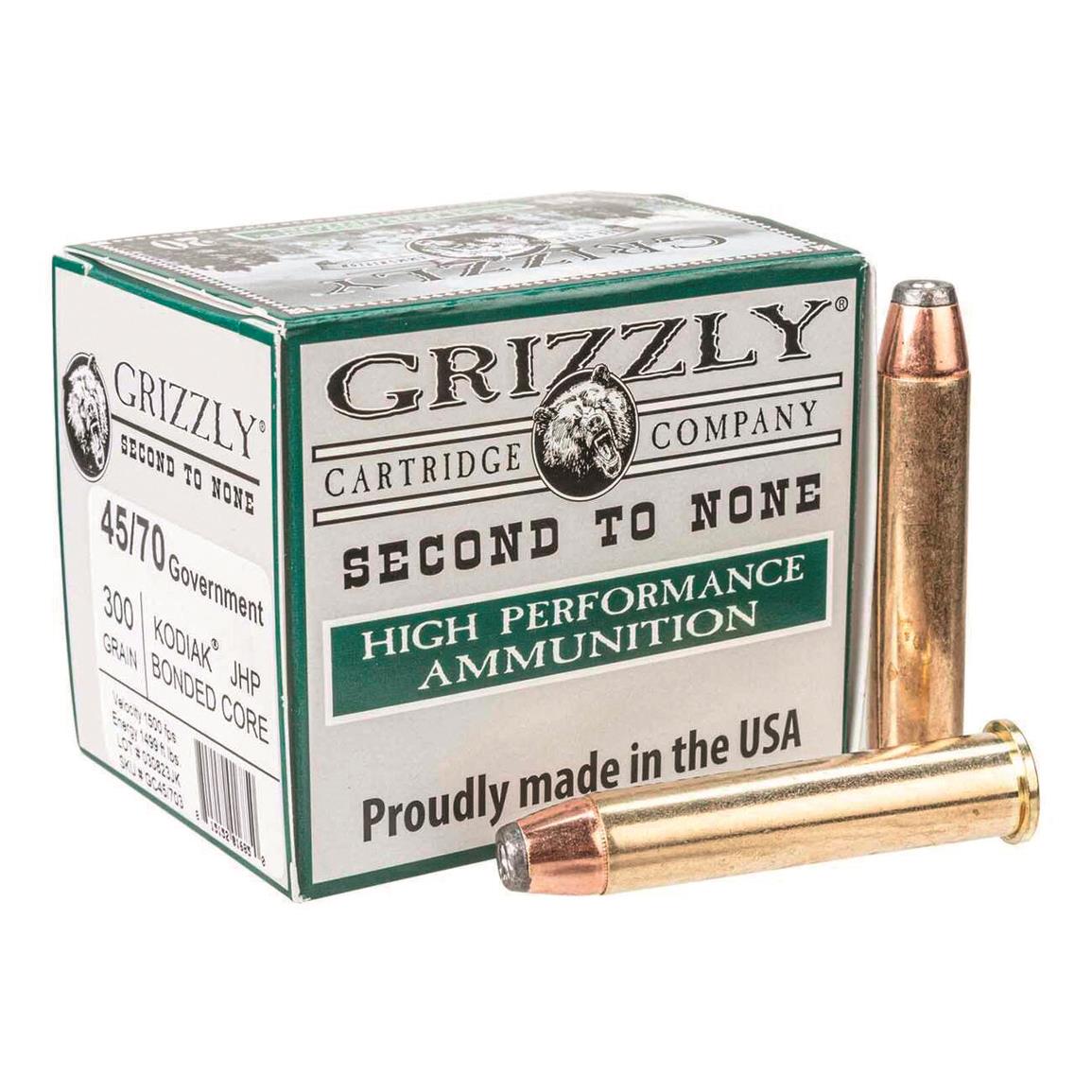 Grizzly Cartridge Co. High Performance, .45-70 Government, JHP, 300 Grain, 20 Rounds