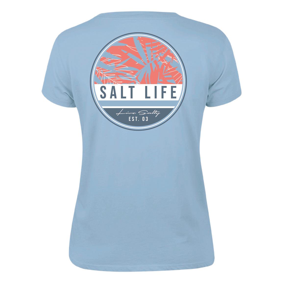Salt Life Women's Fanfare Short Sleeve Shirt, Glacial Blue