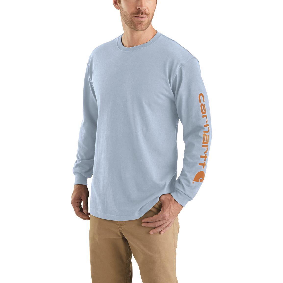Carhartt Men's Workwear Long-sleeve Graphic Logo Shirt, Moonstone