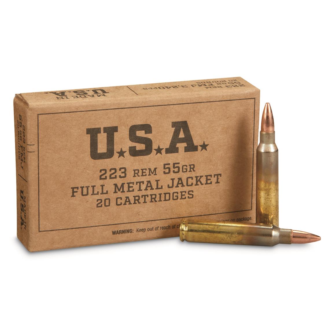 Winchester USA, .223 Remington, FMJ, 55 Grain, 20 Rounds