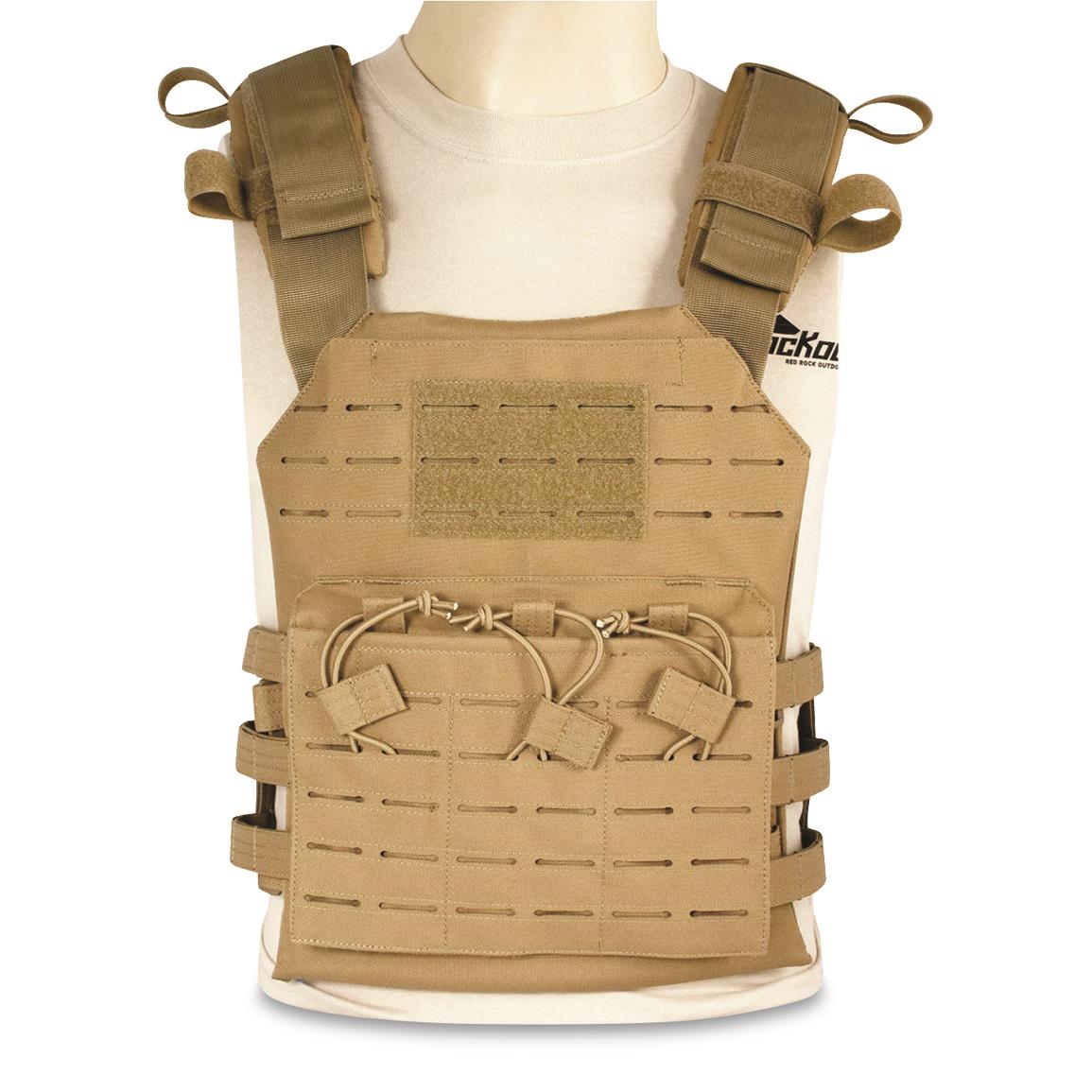Laser-cut (MOLLE compatible) panels for adding pouches, holsters, or similar, Coyote