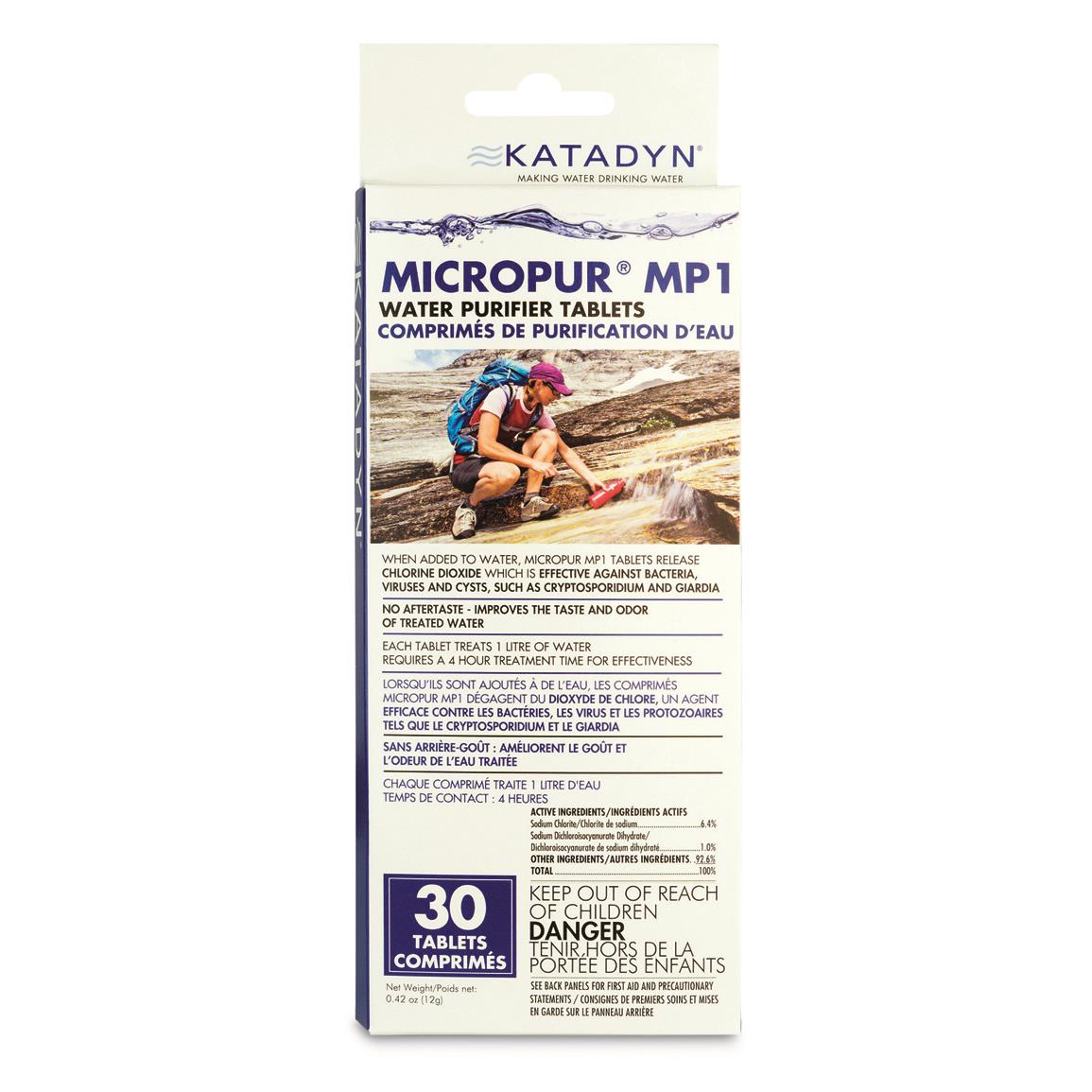Katadyn Micropur MP1 Water Purifier Tablets, Package of 30