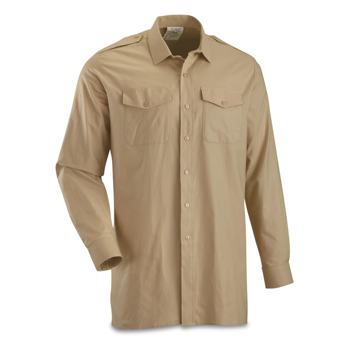British Military Surplus Tan Long Sleeve Field Shirts, Pack