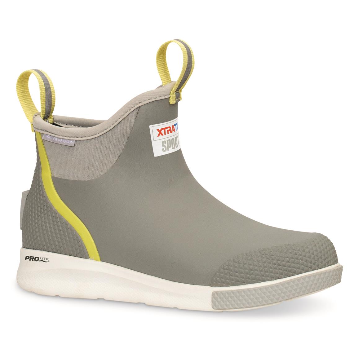 XTRATUF Women's Ankle Deck Sport Rubber Boots, Gray/Yellow