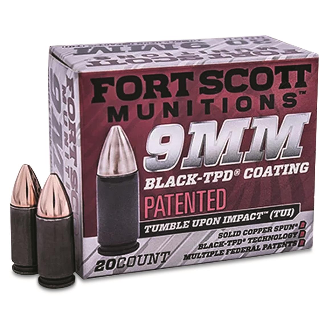 Fort Scott Tumble Upon Impact TBD-9 Ammo, 9mm, SCS, 80 Grain, 20 Rounds