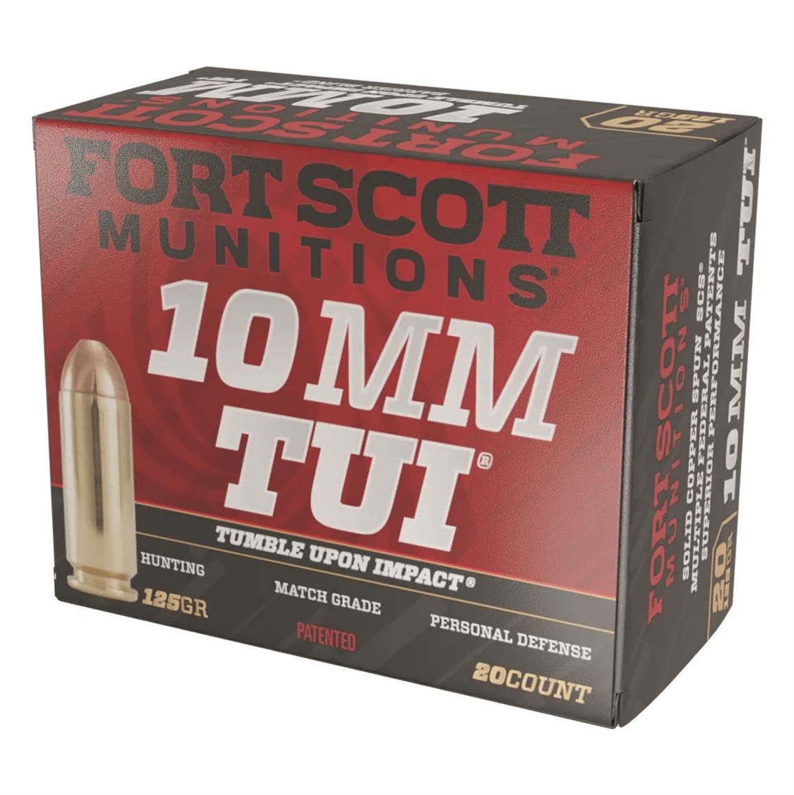 Fort Scott Tumble Upon Impact Ammo, 10mm, SCS, 125 Grain, 20 Rounds