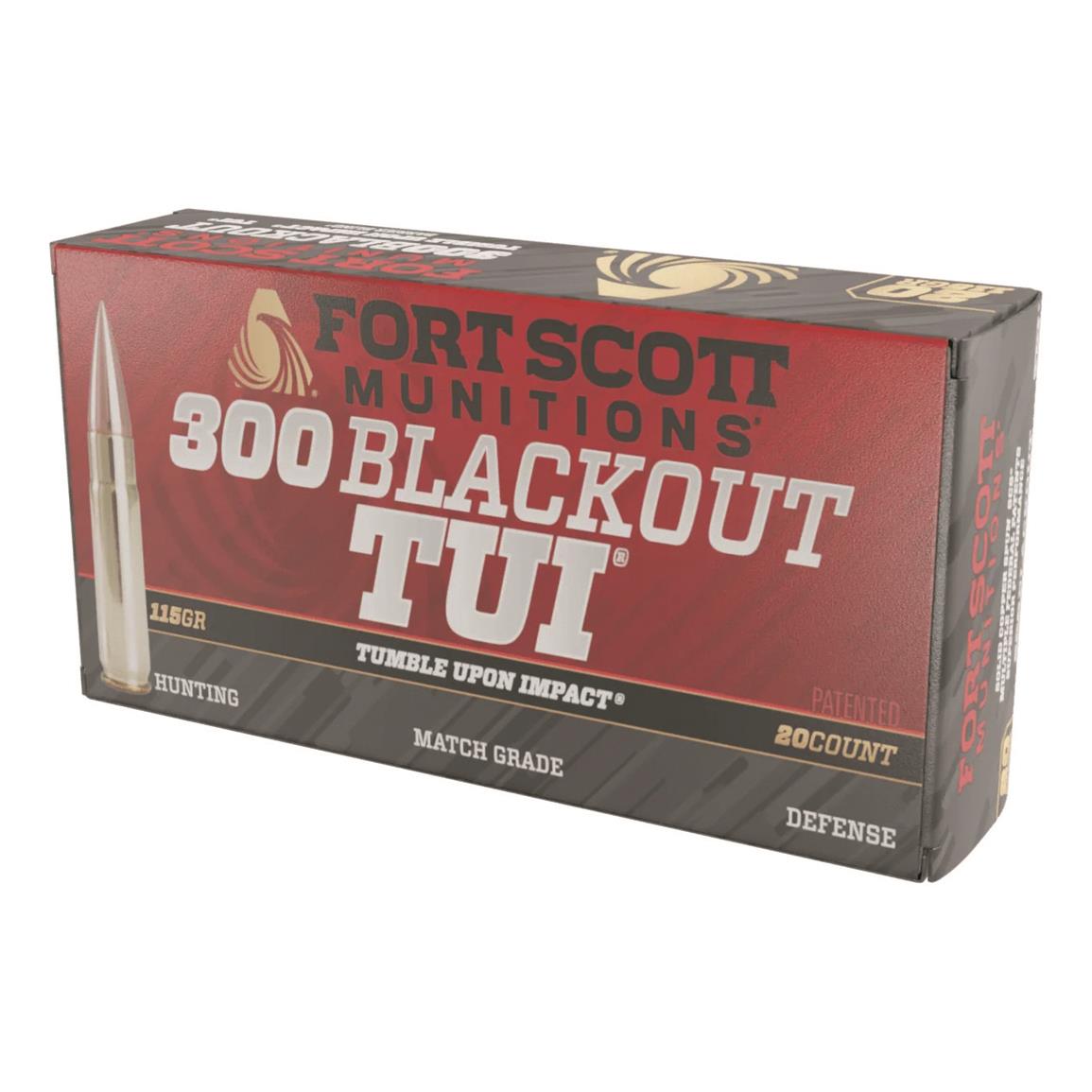 Fort Scott Tumble Upon Impact Ammo, 300 BLK, SCS, 115 Grain, 20 Rounds