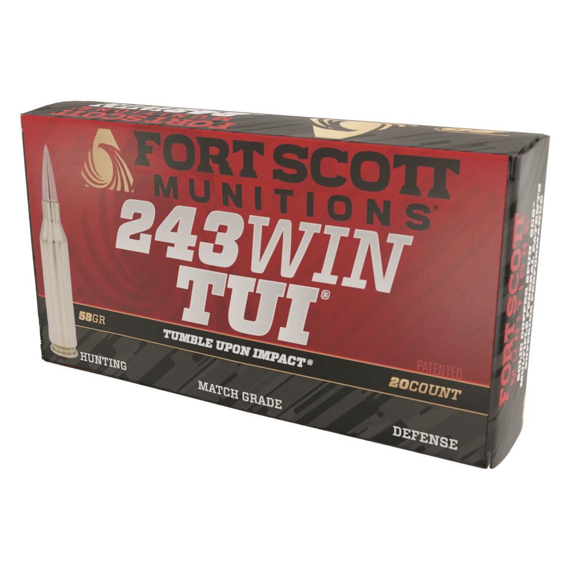 Fort Scott Tumble Upon Impact Ammo, .243 Win., SCS, 58 Grain, 20 Rounds