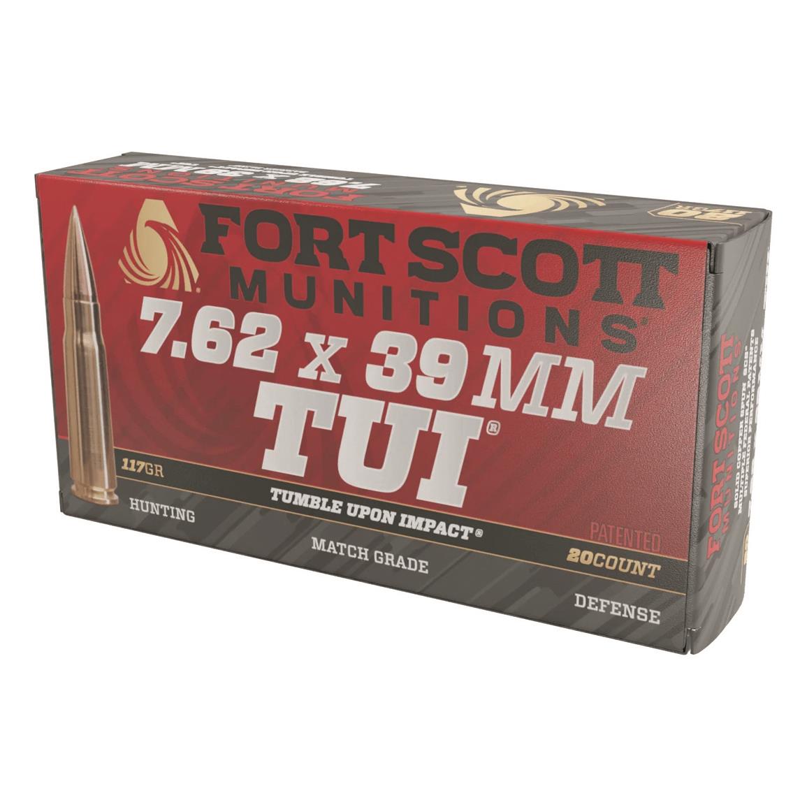 Fort Scott Tumble Upon Impact Ammo, 7.62x39mm, SCS, 117 Grain, 20 Rounds