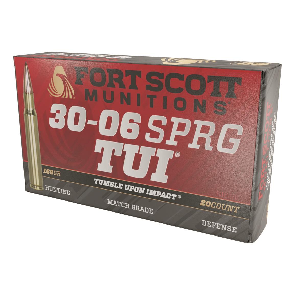Fort Scott Tumble Upon Impact Ammo, .30-06 Springfield, SCS, 168 Grain, 20 Rounds