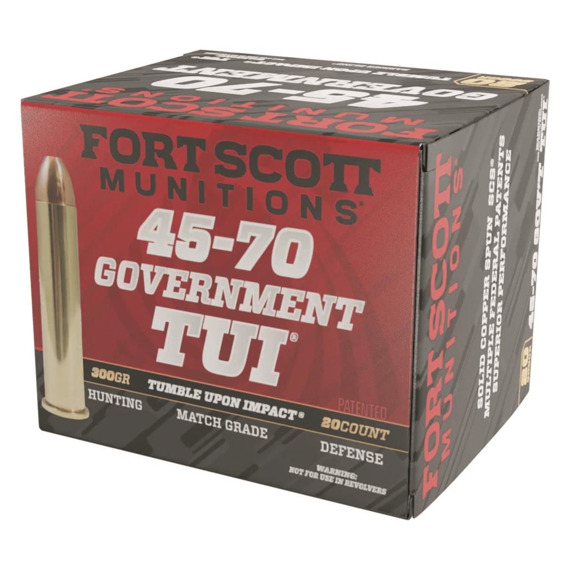 Fort Scott Tumble Upon Impact Ammo, .45-70 Government, SCS, 300 Grain, 20 Rounds