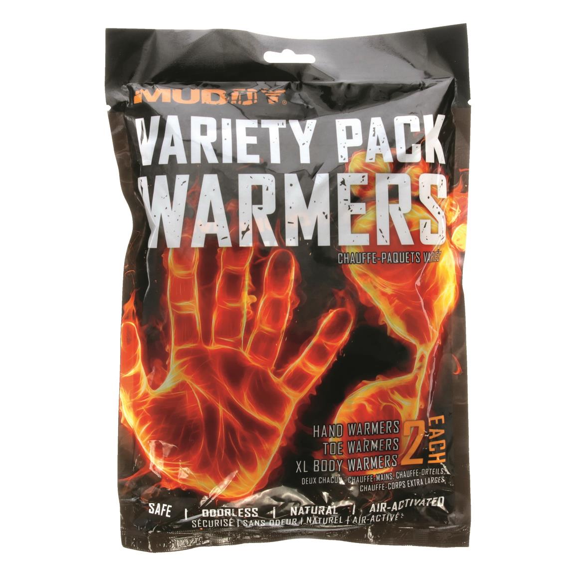 Muddy Disposable Hand Warmers - 2 Hand, 2 Toe, & 2 XL Warmers