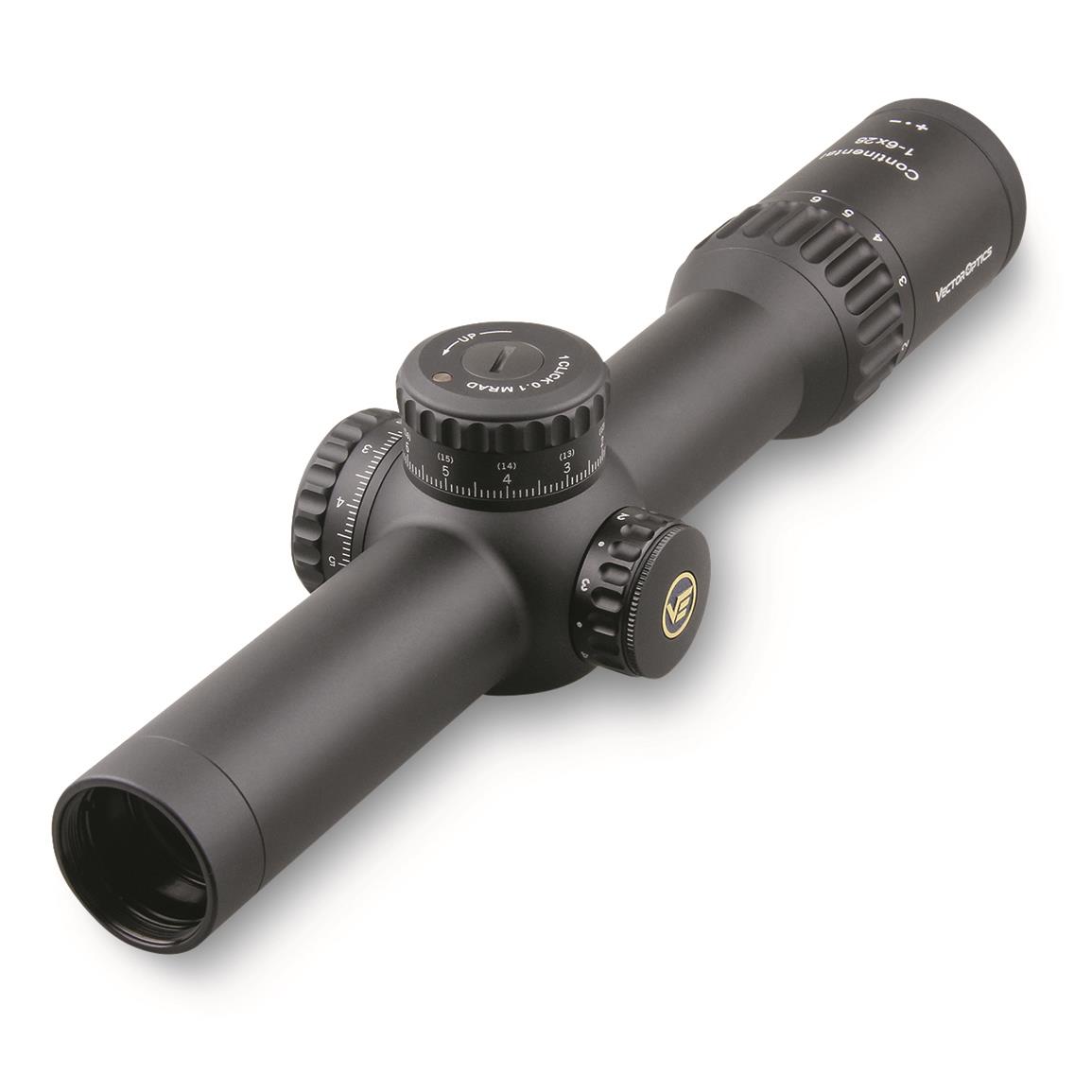 Vector Continental X6 1-6x28mm Rifle Scope, FFP VCT-BNW BDC Illuminated Reticle