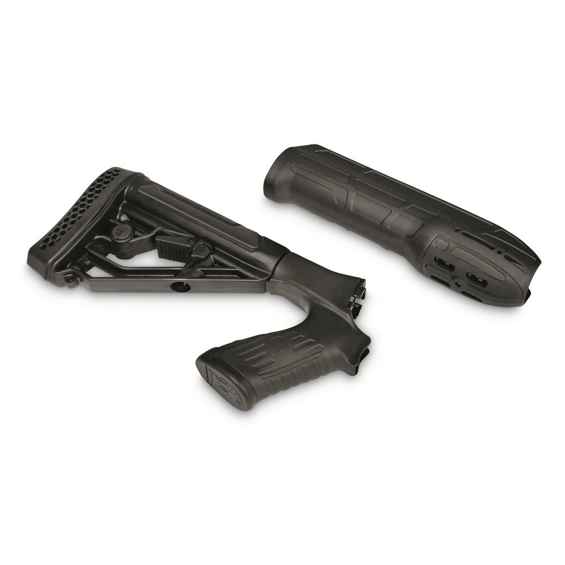 Mossberg 500 Shotgun Home Defense Grip Stock & Forend Combo – 12ga Pump Action, Black Aluminum/Polymer