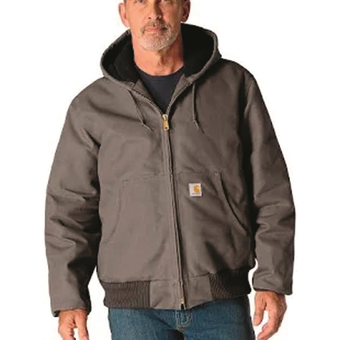 Carhartt Loose-Fit Firm Duck Insulated Flannel-Lined Active Jacket for Men - Gravel
