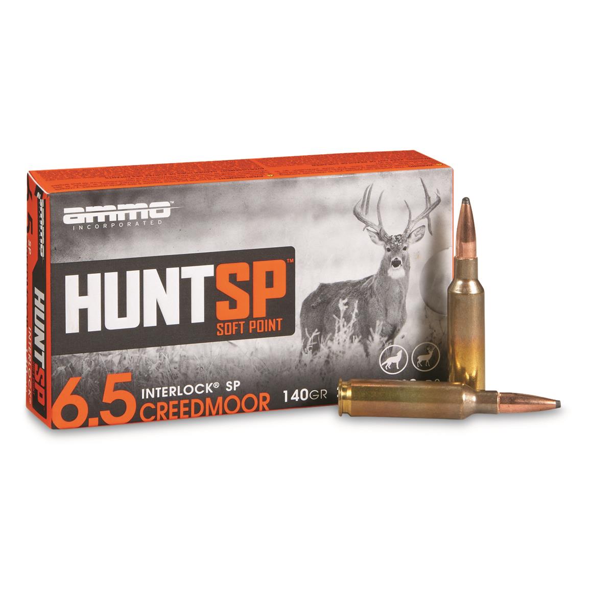 Ammo Inc. HUNT SP, 6.5mm Creedmoor, Hornady InterLock SP, 140 Grain, 20 ...