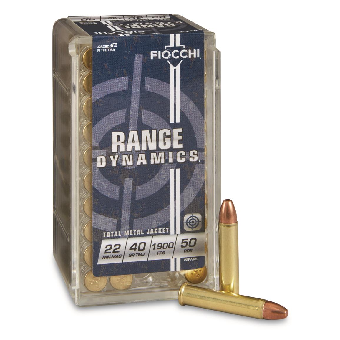 Fiocchi Range Dynamics, .22 Magnum, TMJ, 40 Grain, 50 Rounds - 741619 ...