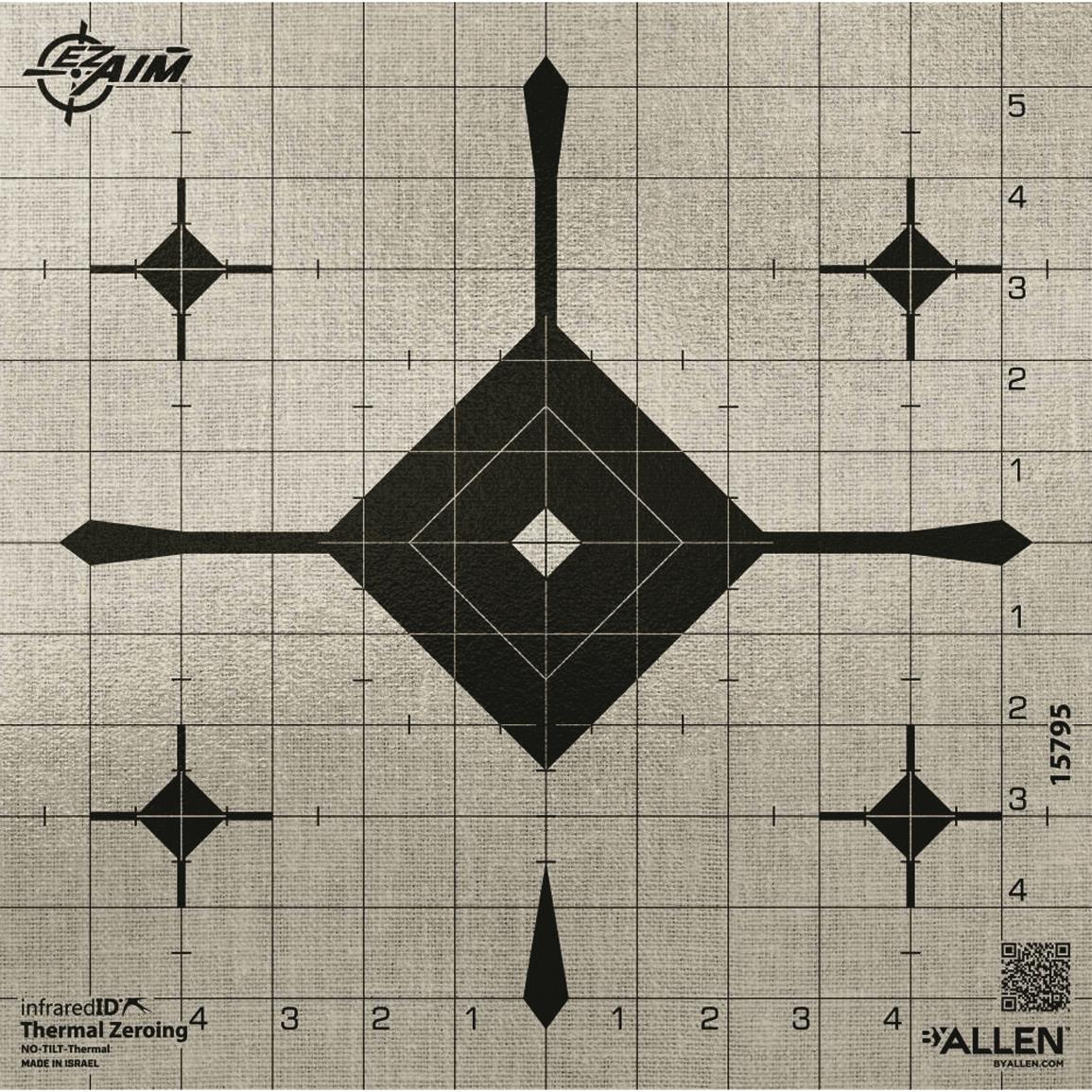 Allen EZ Aim Thermal ID Grid Bullseye Paper Target, 12x12,