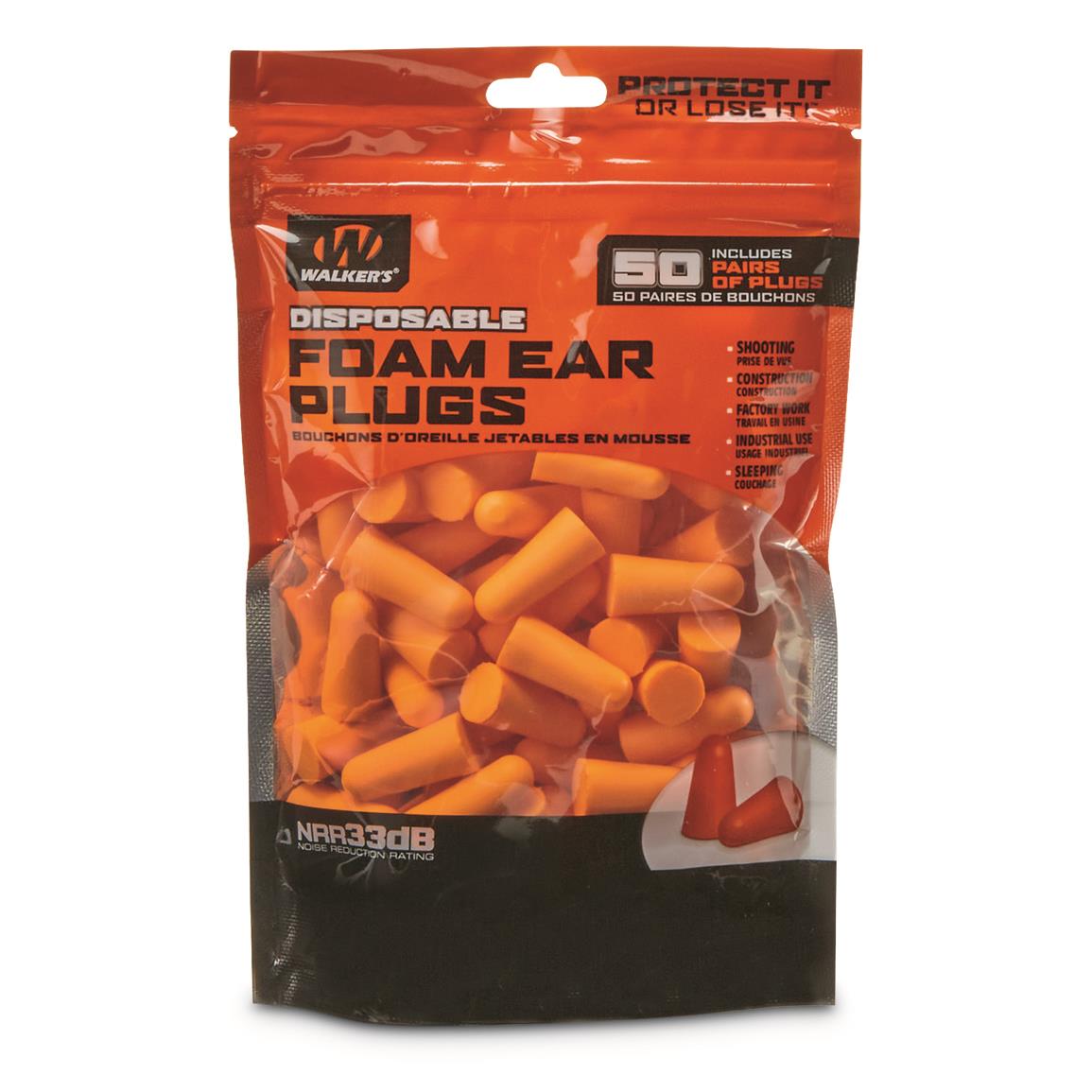 Walker's Foam Ear Plugs for Shooting, 25 Pairs - 741934, Hearing ...