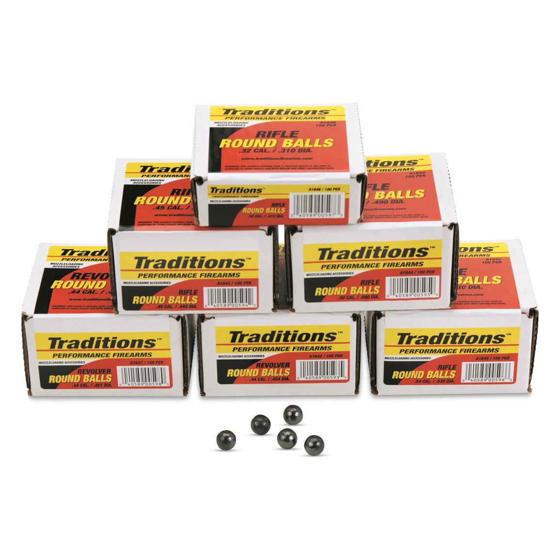 Traditions Revolver Lead Round Balls. .44 cal, 100 count - 743105 ...