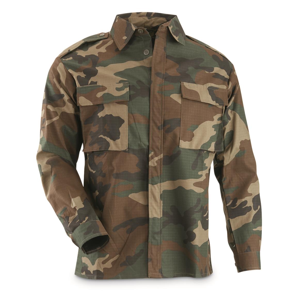 Croatian Military Surplus Woodland Camo Ripstop Field Shirt, New