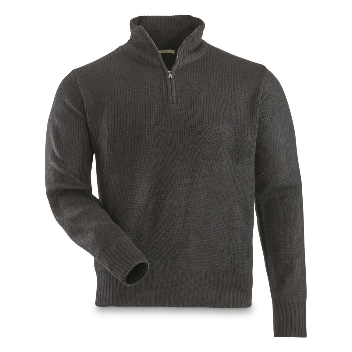 Italian Municipal Surplus Acrylic Quarter Zip Sweater, New