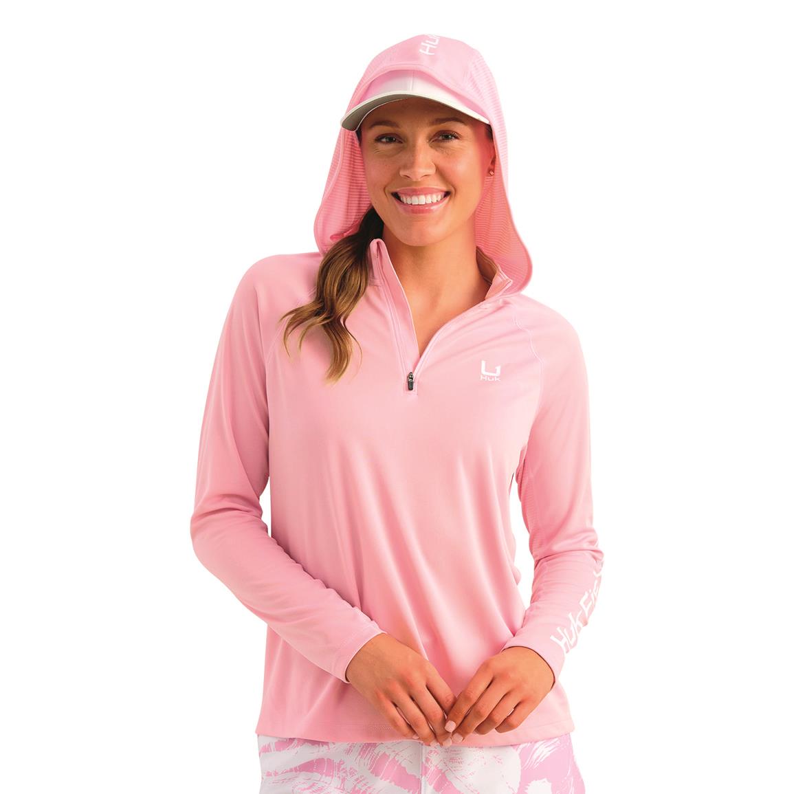 Huk Women's Icon Hooded Shirt, in Oleander, Size Large | by West Marine